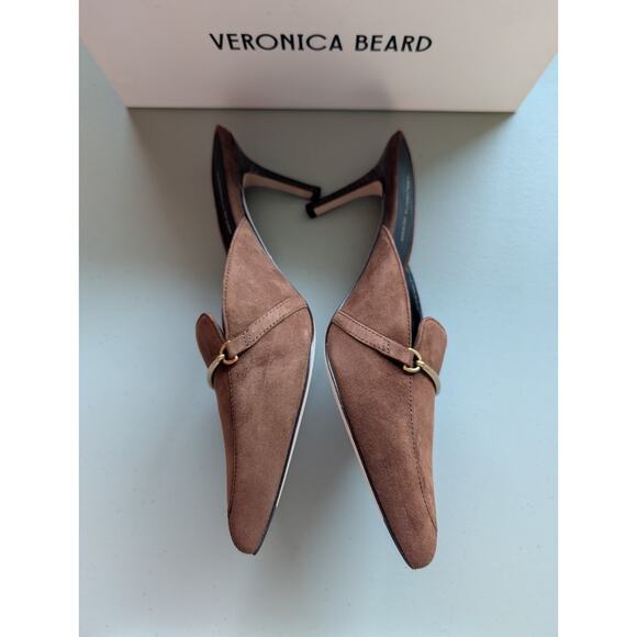 NIB Veronica Beard Leslie Suede Mule Size US 9M Cedar 2.75" Heel - Picture 5 of 12